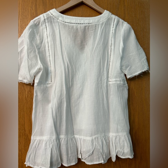 Gap eyelet blouse Medium Tall peplum top sheer lace look York top - Picture 15 of 15